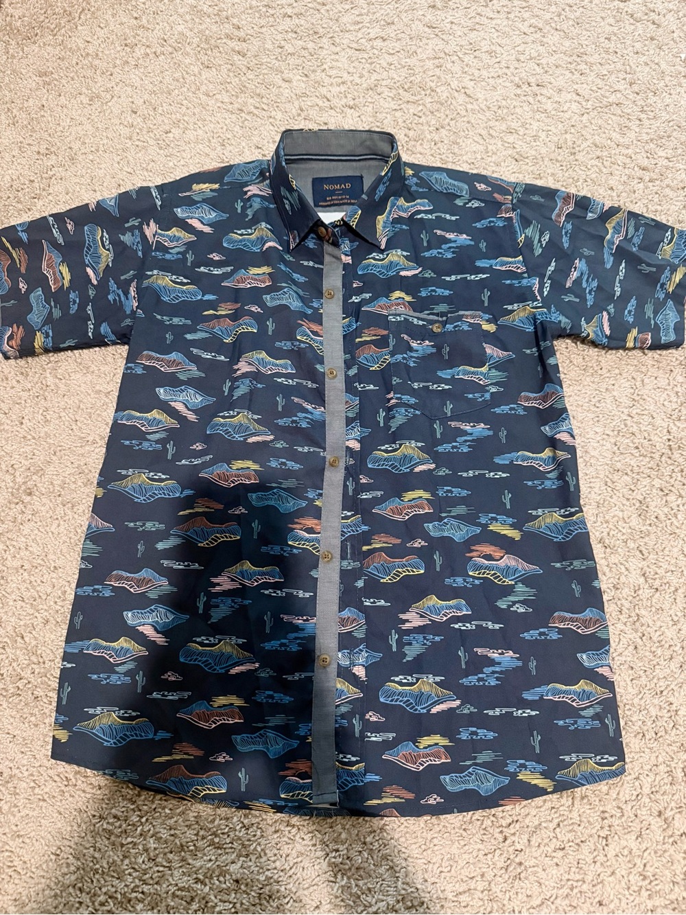 Nomad Men’s Navy Short-Sleeve Button-Down with Multicolor Desert Print
